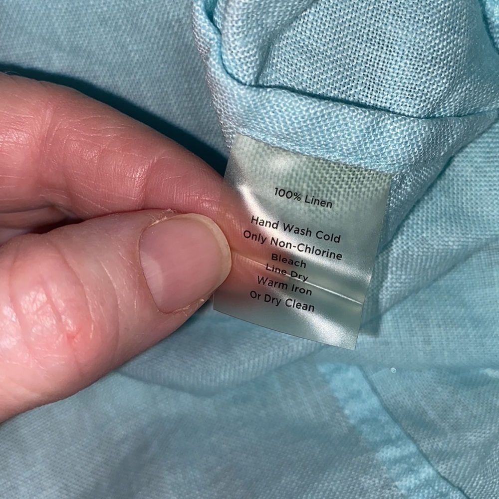 Talbots blouse button down pure Irish linen 3/4” sleeves ladies cut Size 14 - Picture 8 of 8